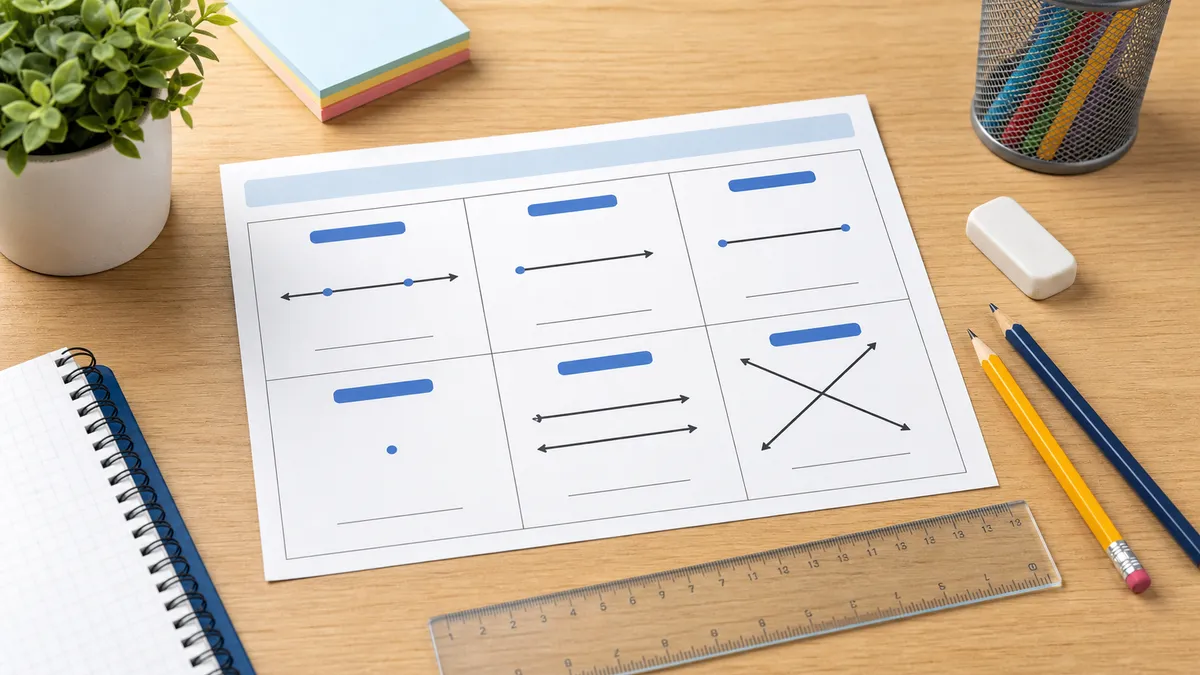 Grade 3 multiplication worksheet with arrays, equal groups, fact cards, and pencil