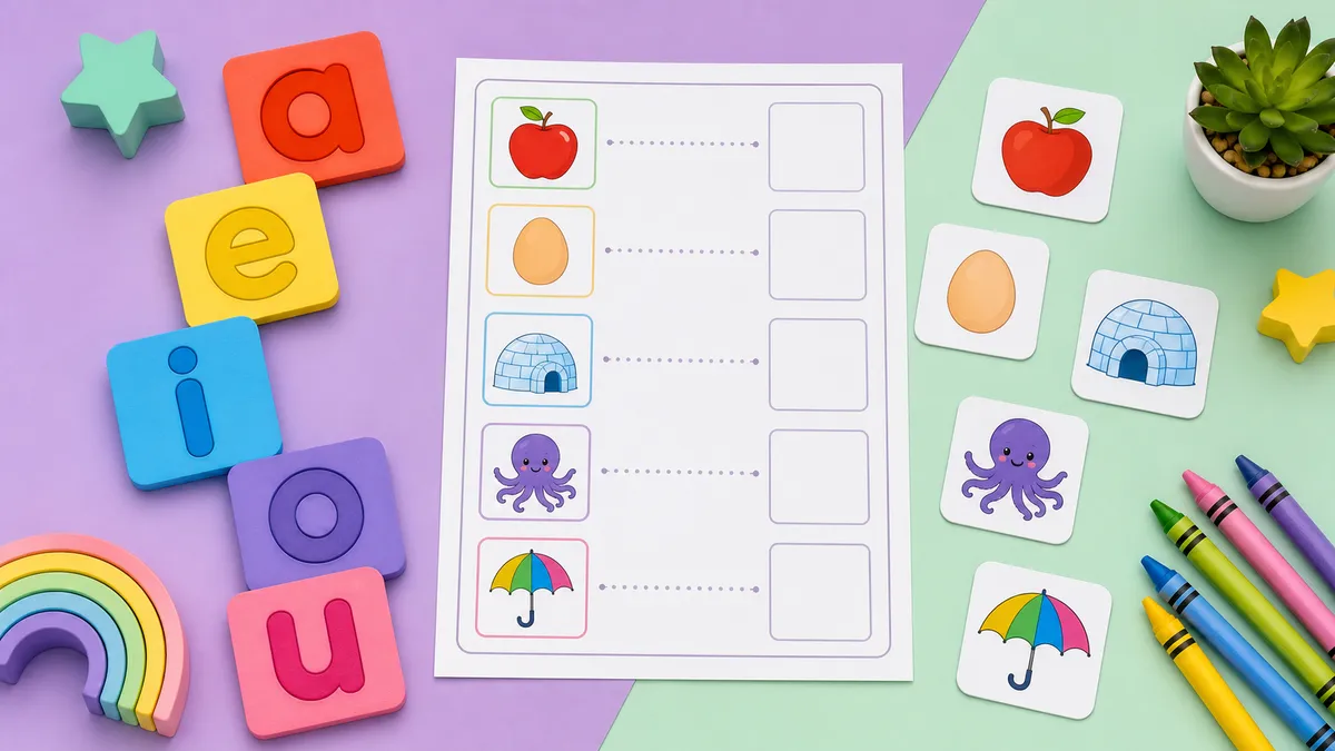 Short Vowel Letter Matching Pre-K Worksheets worksheet and lesson practice preview
