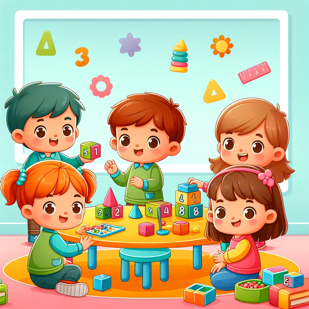 Kindergarten students aged 4-5 in a readiness assessment with educational materials.