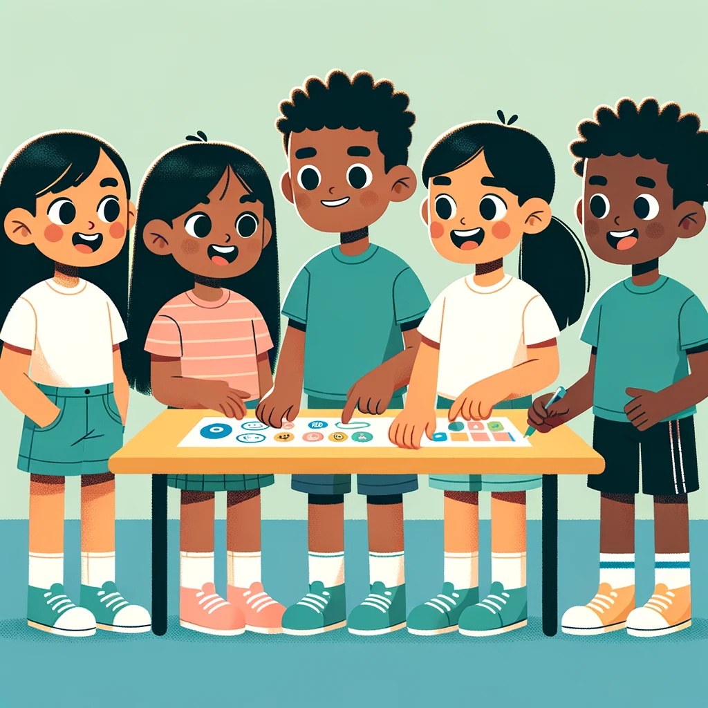 Students using mnemonic devices for memory retention in a classroom