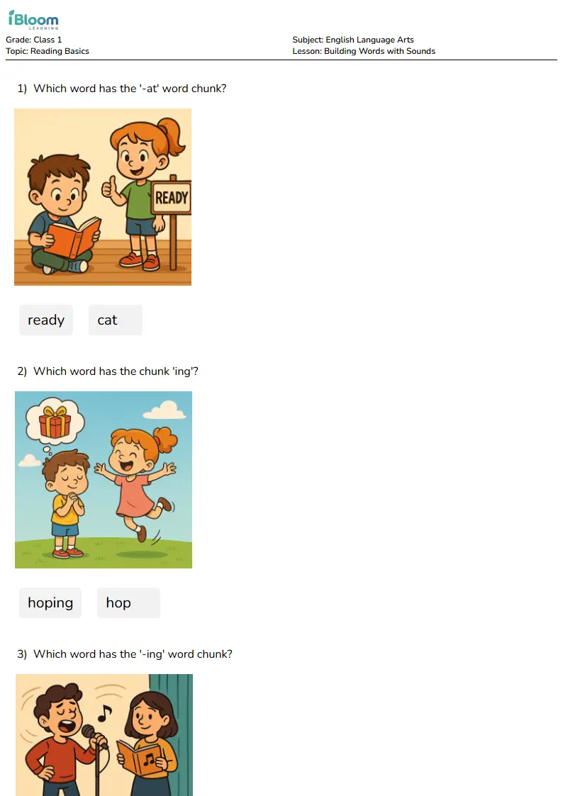 Building Words with Sounds Lesson for Class 1