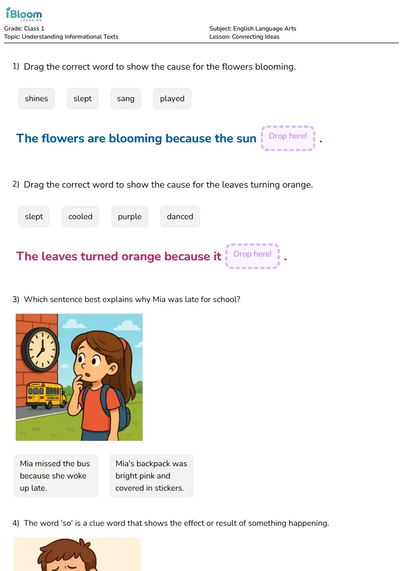 Connecting Ideas Lesson for Class 1