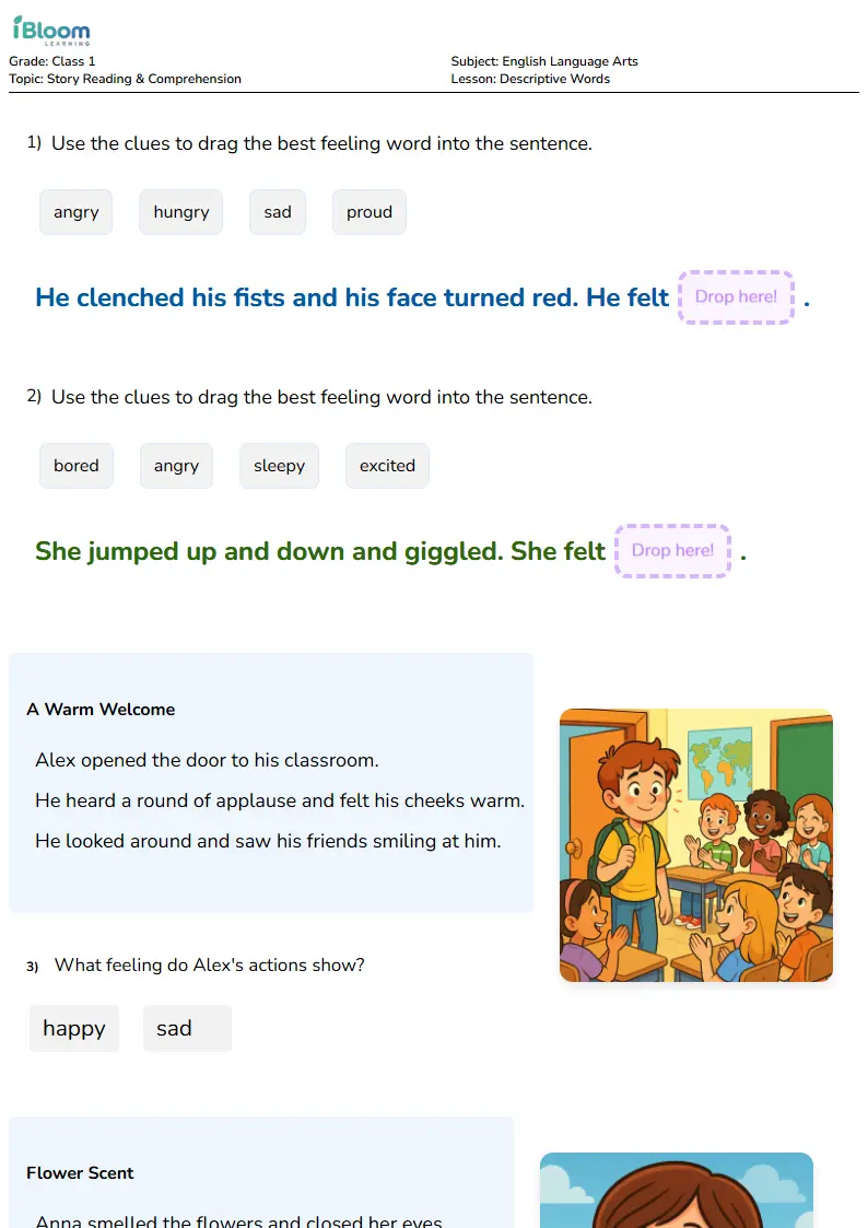 Descriptive Words Lesson for Class 1