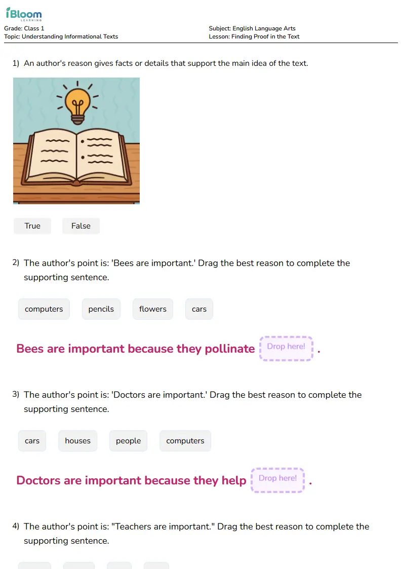 Finding Proof in the Text Lesson for Class 1
