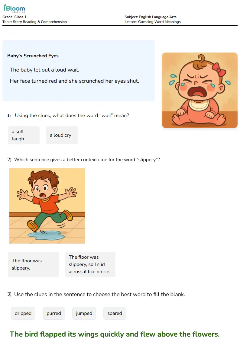 Guessing Word Meanings Lesson for Class 1 | iBloom