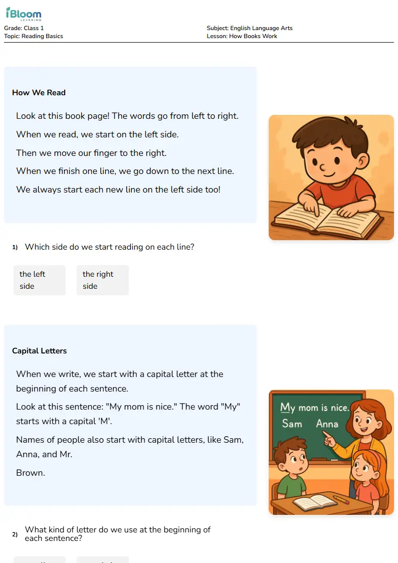 How Books Work Lesson for Class 1 | iBloom