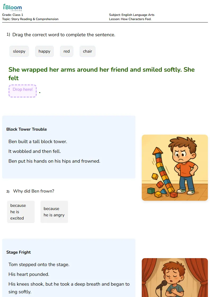 How Characters Feel Lesson for Class 1 | iBloom