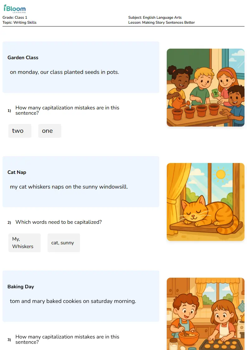 Making Story Sentences Better Lesson for Class 1 | iBloom