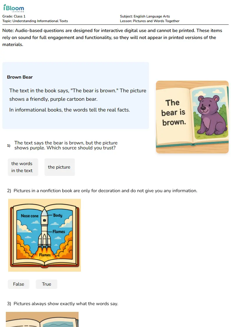 Pictures and Words Together Lesson for Class 1 | iBloom