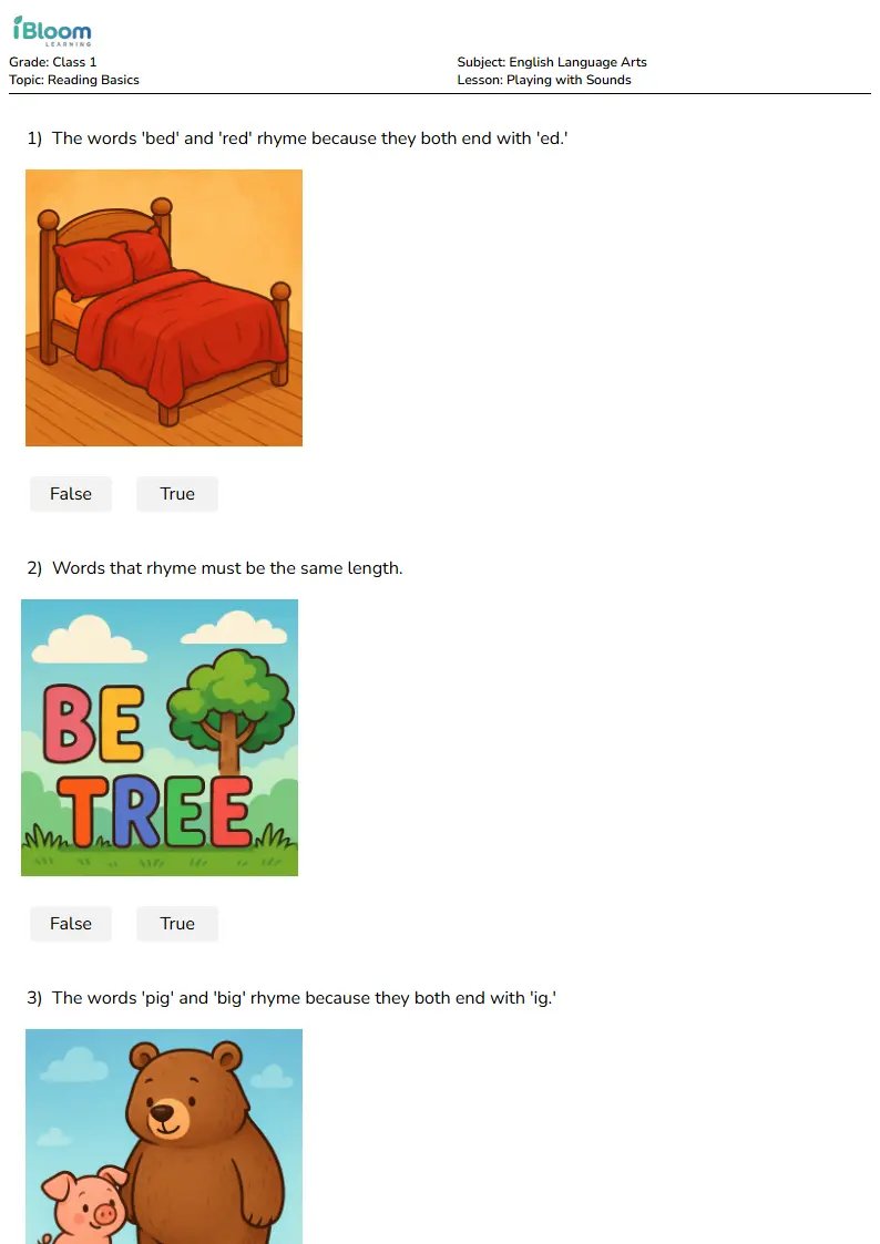 Playing with Sounds Lesson for Class 1 | iBloom