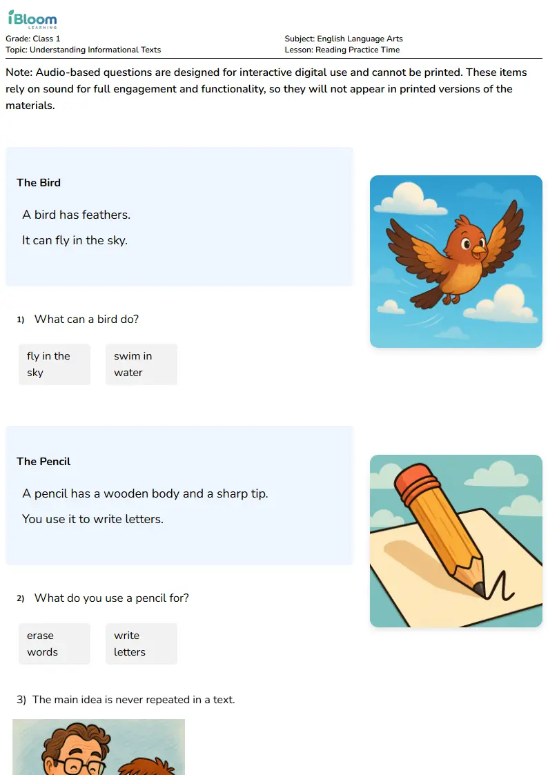 Reading Practice Time Lesson for Class 1 | iBloom