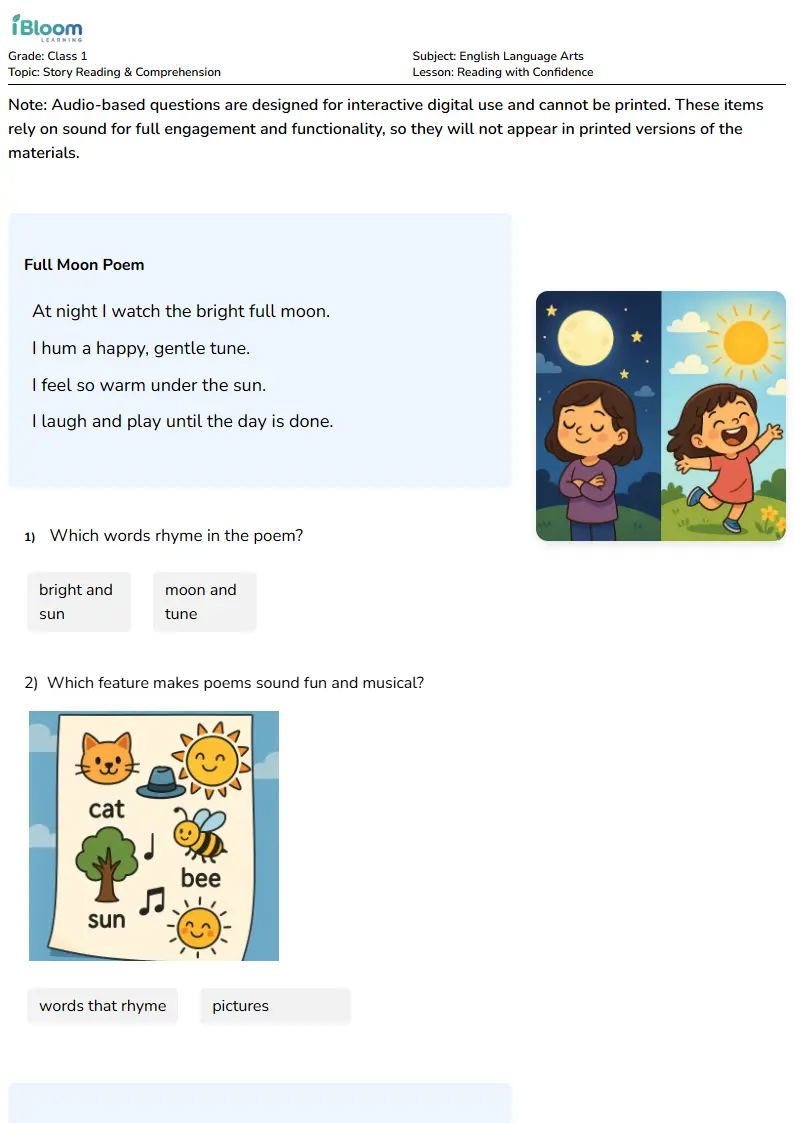 Reading with Confidence Lesson for Class 1 | iBloom