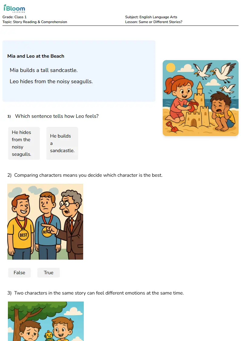 Same or Different Stories? Lesson for Class 1 | iBloom