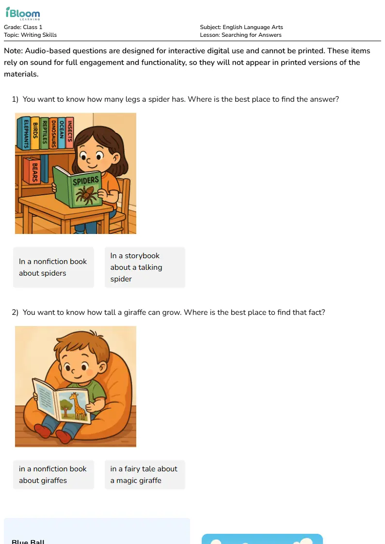 Searching for Answers Lesson for Class 1 | iBloom