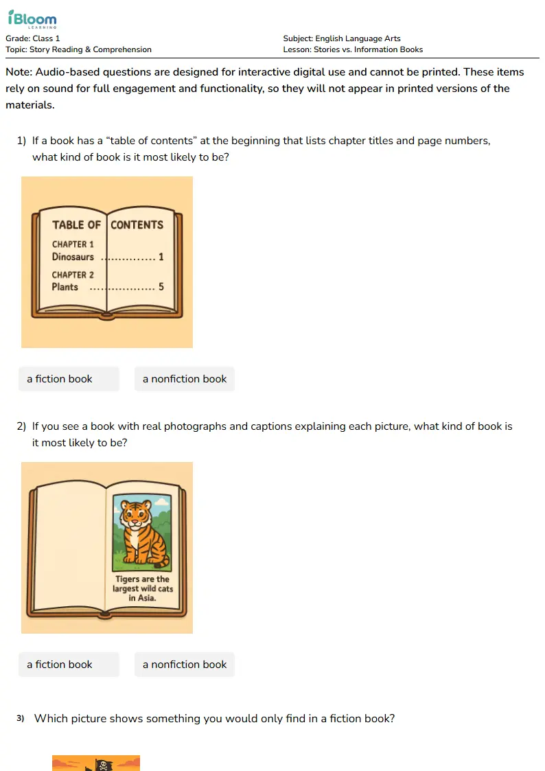 Stories vs. Information Books Lesson for Class 1 | iBloom