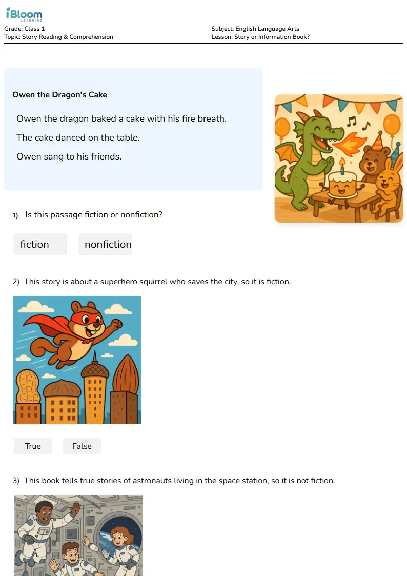 Story or Information Book? Lesson for Class 1 | iBloom