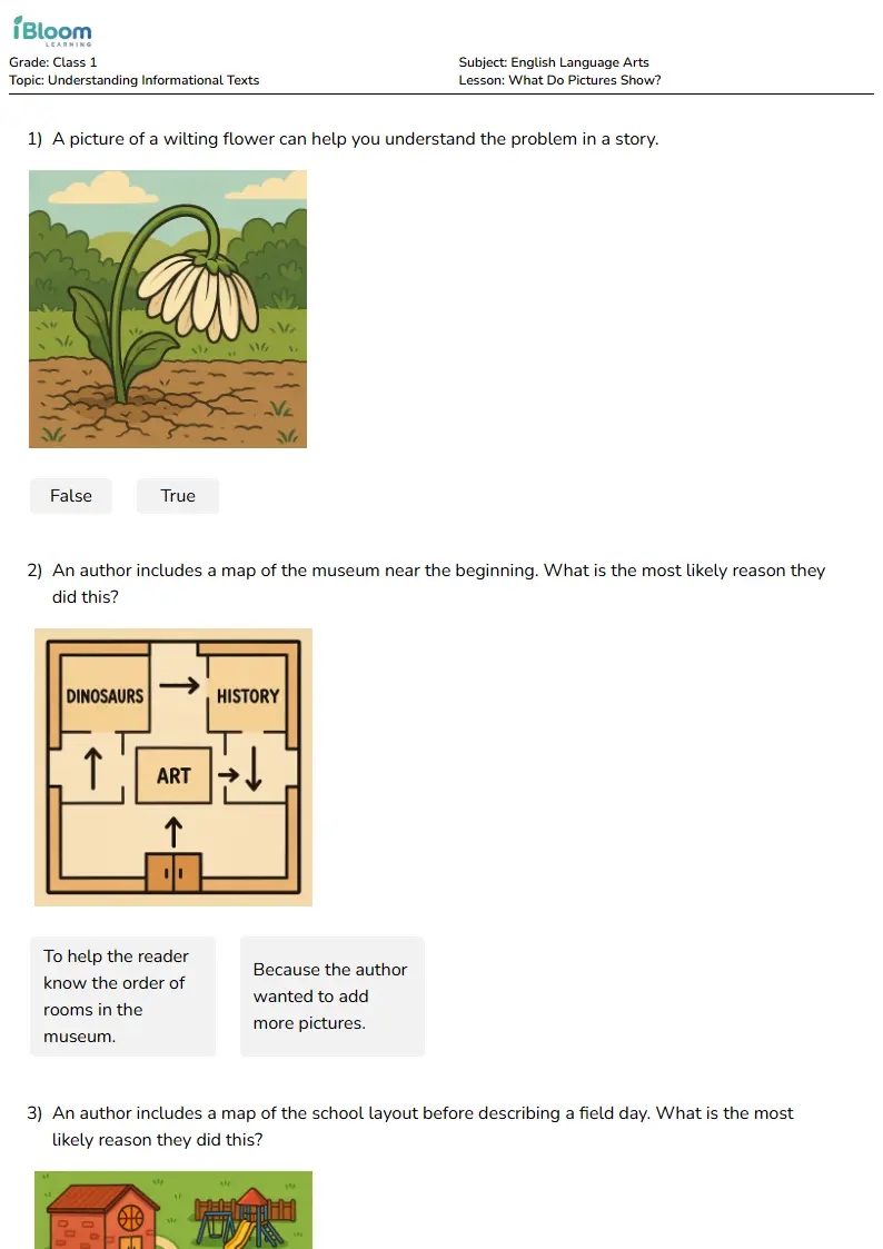 What Do Pictures Show? Lesson for Class 1 | iBloom