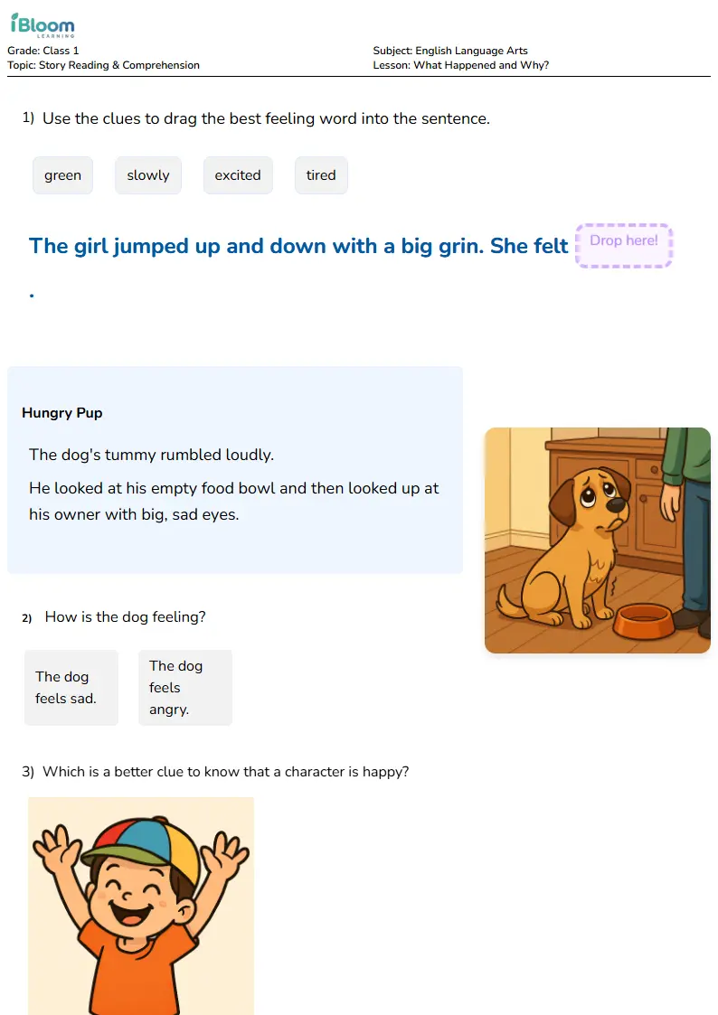 What Happened and Why? Lesson for Class 1 | iBloom