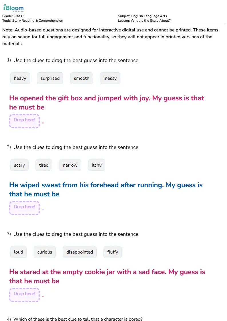 What Is the Story About? Lesson for Class 1 | iBloom