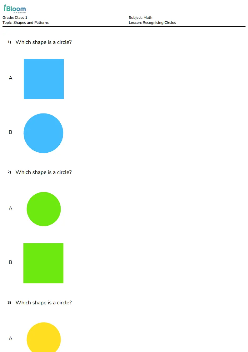 Recognising Circles Lesson for Class 1 | iBloom