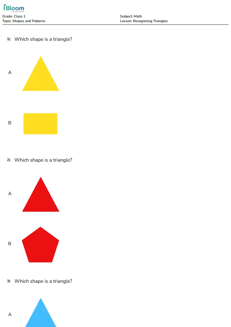Recognising Triangles Lesson for Class 1 | iBloom
