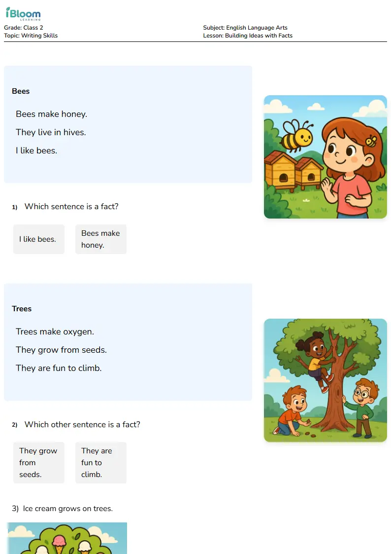 Building Ideas with Facts Lesson for Class 2