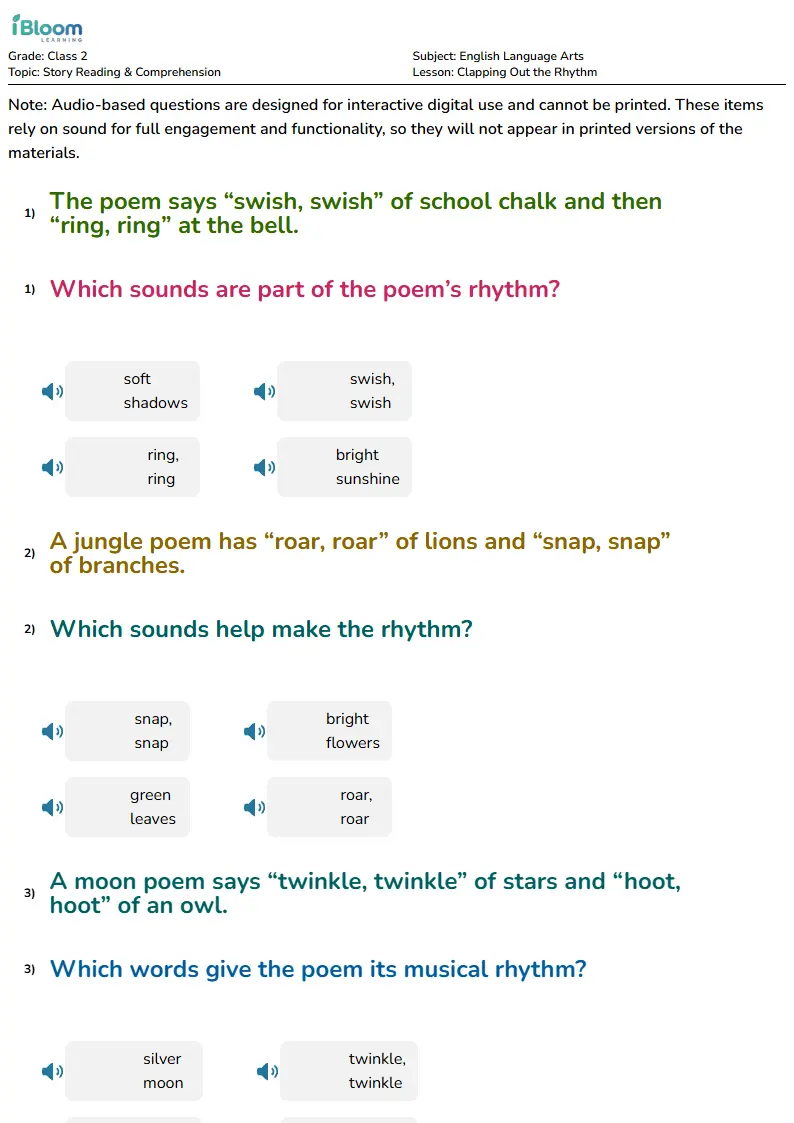 Clapping Out the Rhythm Lesson for Class 2