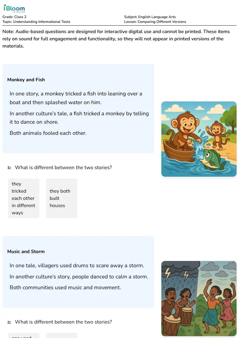 Comparing Different Versions Lesson for Class 2