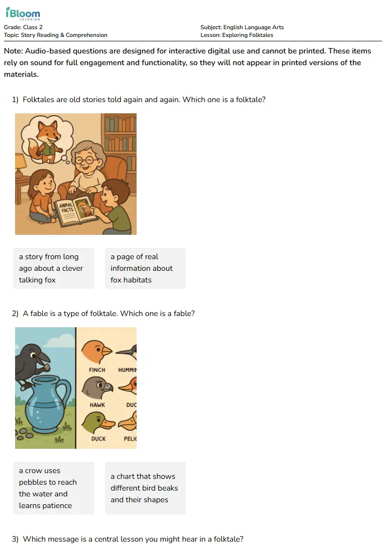 Exploring Folktales Lesson for Class 2