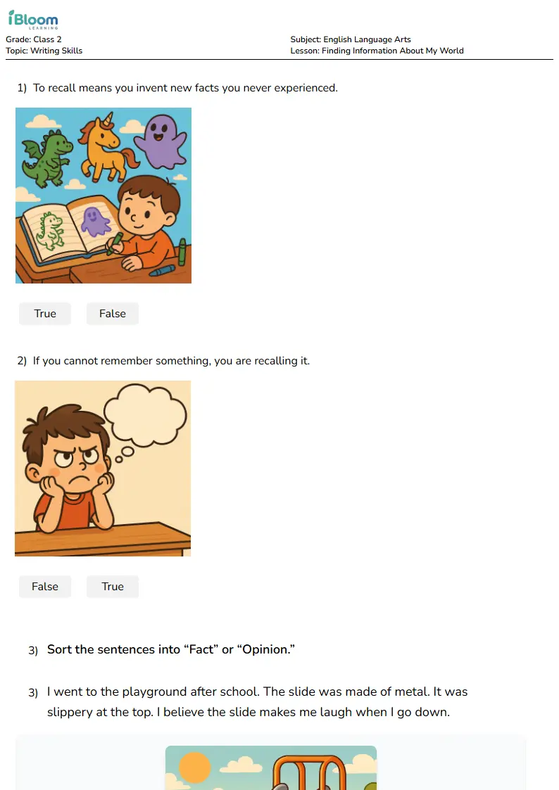 Finding Information About My World Lesson for Class 2