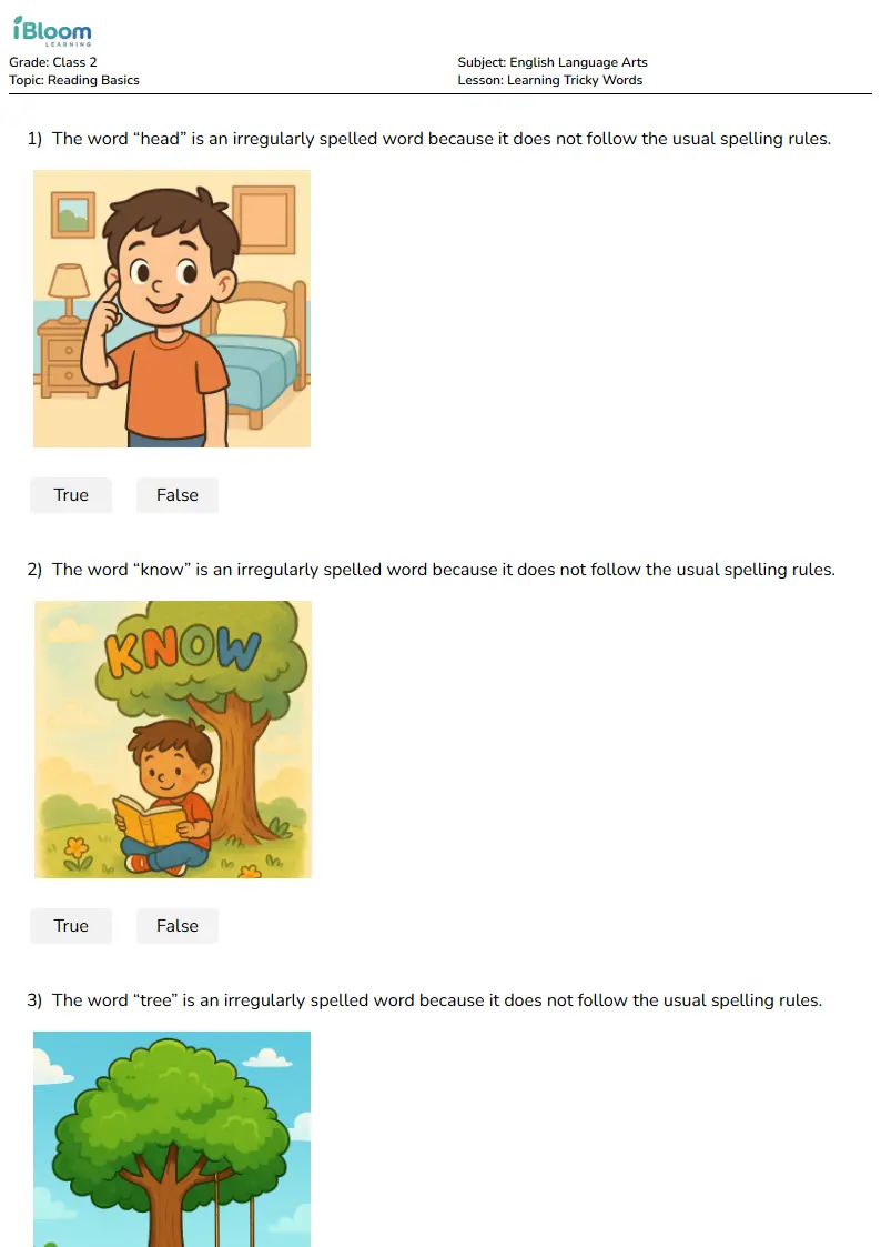 Learning Tricky Words Lesson for Class 2