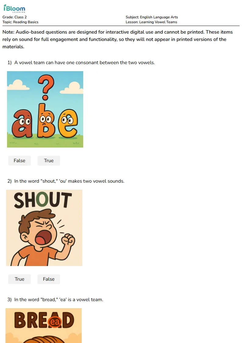 Learning Vowel Teams Lesson for Class 2 | iBloom