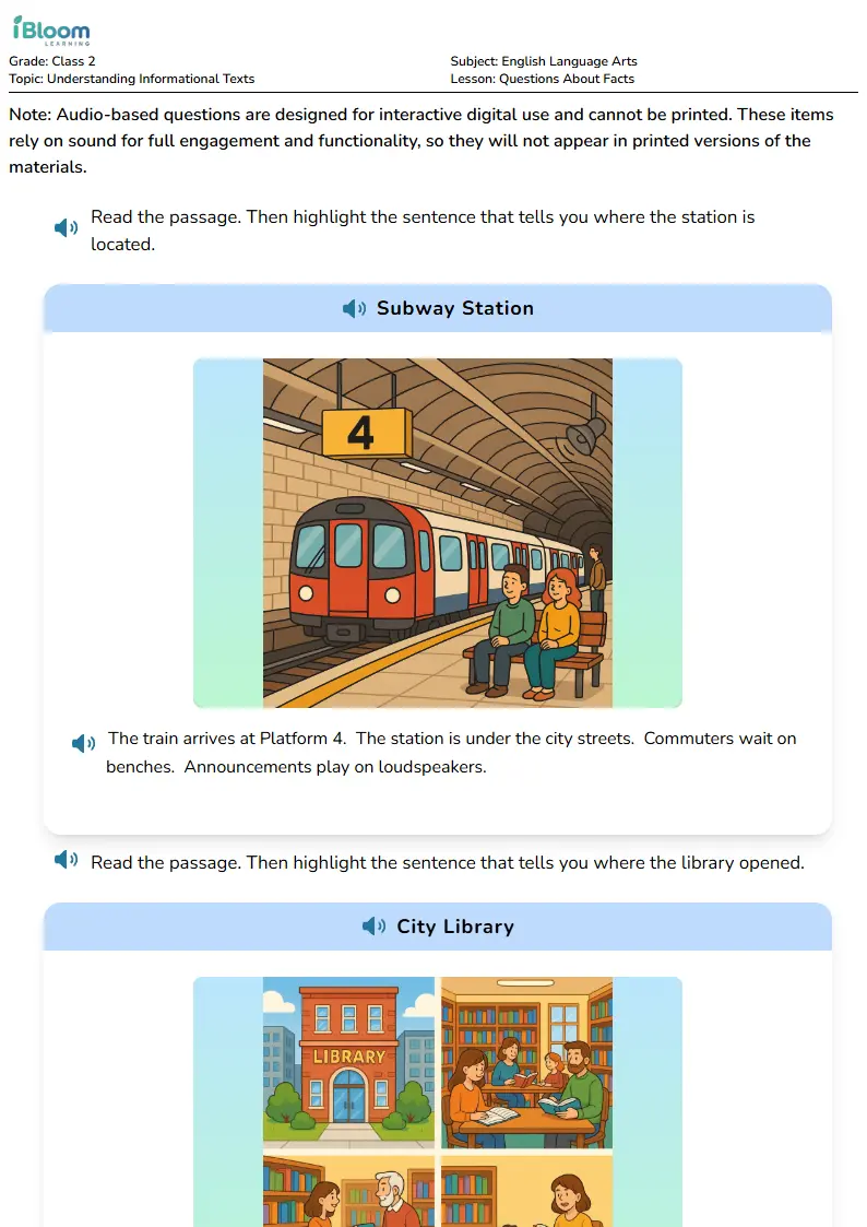 Questions About Facts Lesson for Class 2 | iBloom