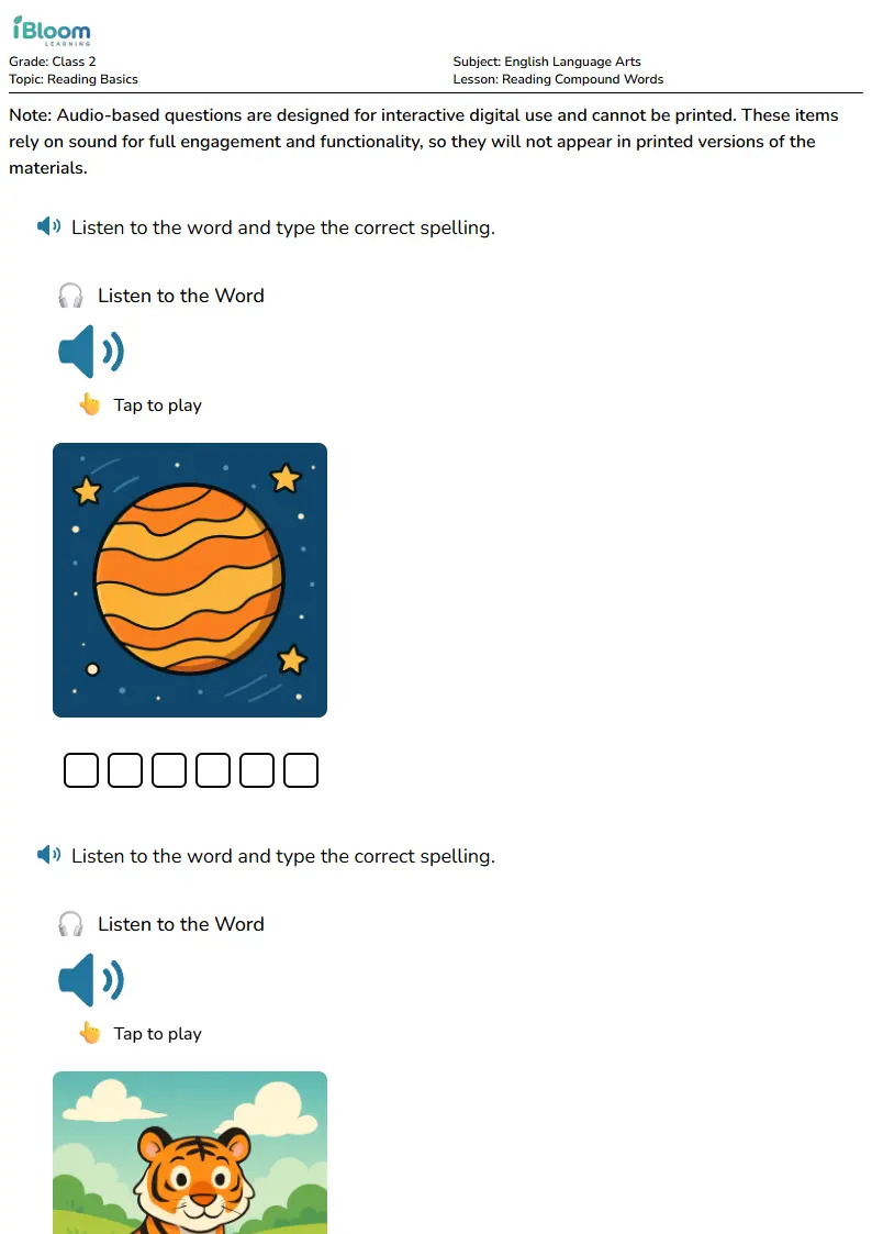 Reading Compound Words Lesson for Class 2 | iBloom