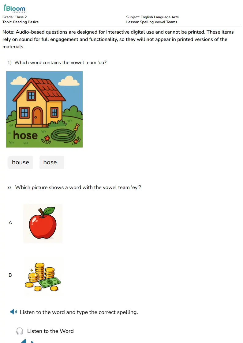 Spelling Vowel Teams Lesson for Class 2 | iBloom