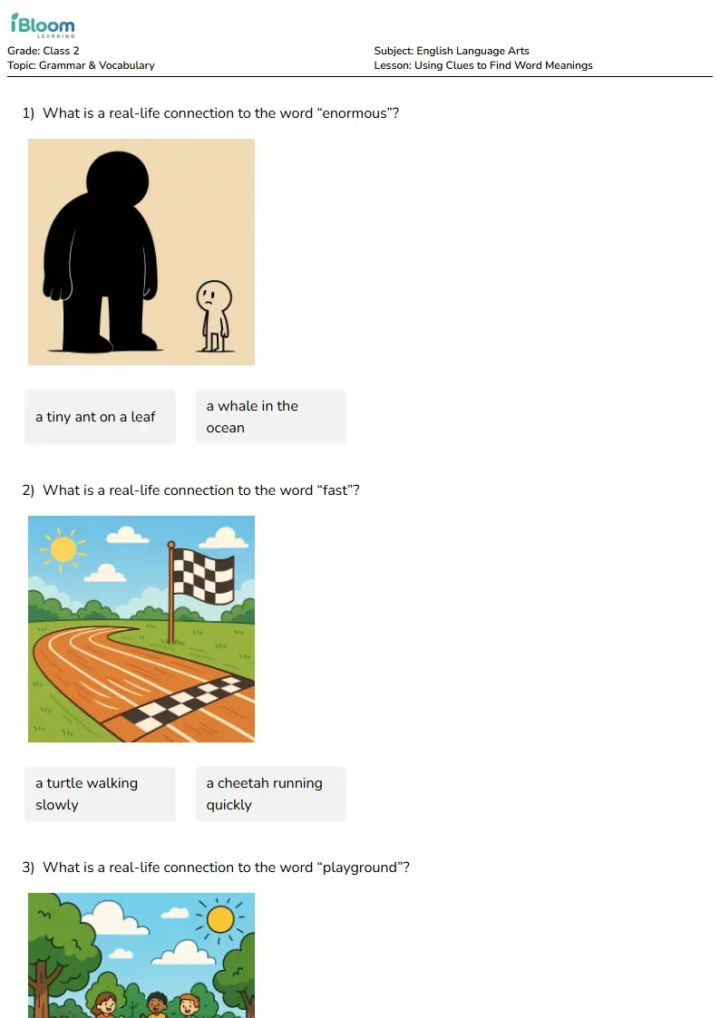 Using Clues to Find Word Meanings Lesson for Class 2 | iBloom