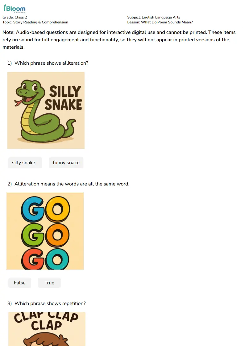 What Do Poem Sounds Mean? Lesson for Class 2 | iBloom