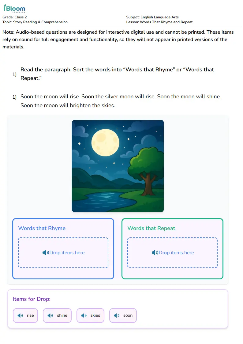 Words That Rhyme and Repeat Lesson for Class 2 | iBloom