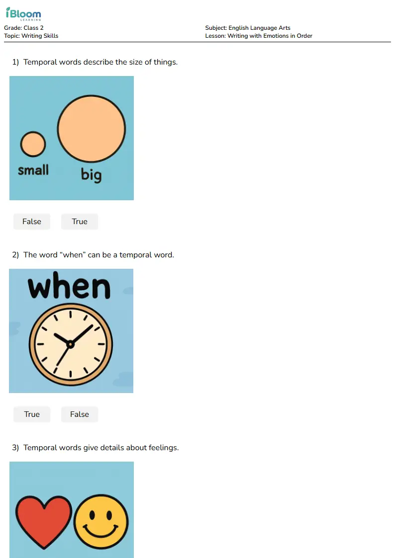 Writing with Emotions in Order Lesson for Class 2 | iBloom