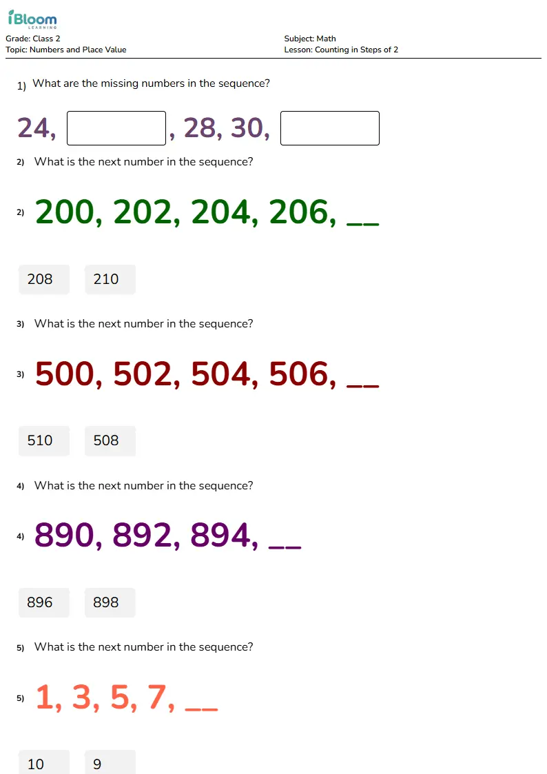 Counting in Steps of 2 Lesson for Class 2
