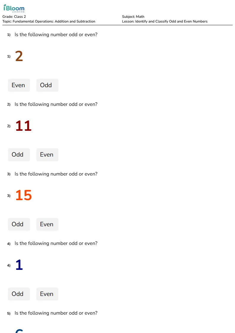 Identify and Classify Odd and Even Numbers Lesson for Class 2 | iBloom