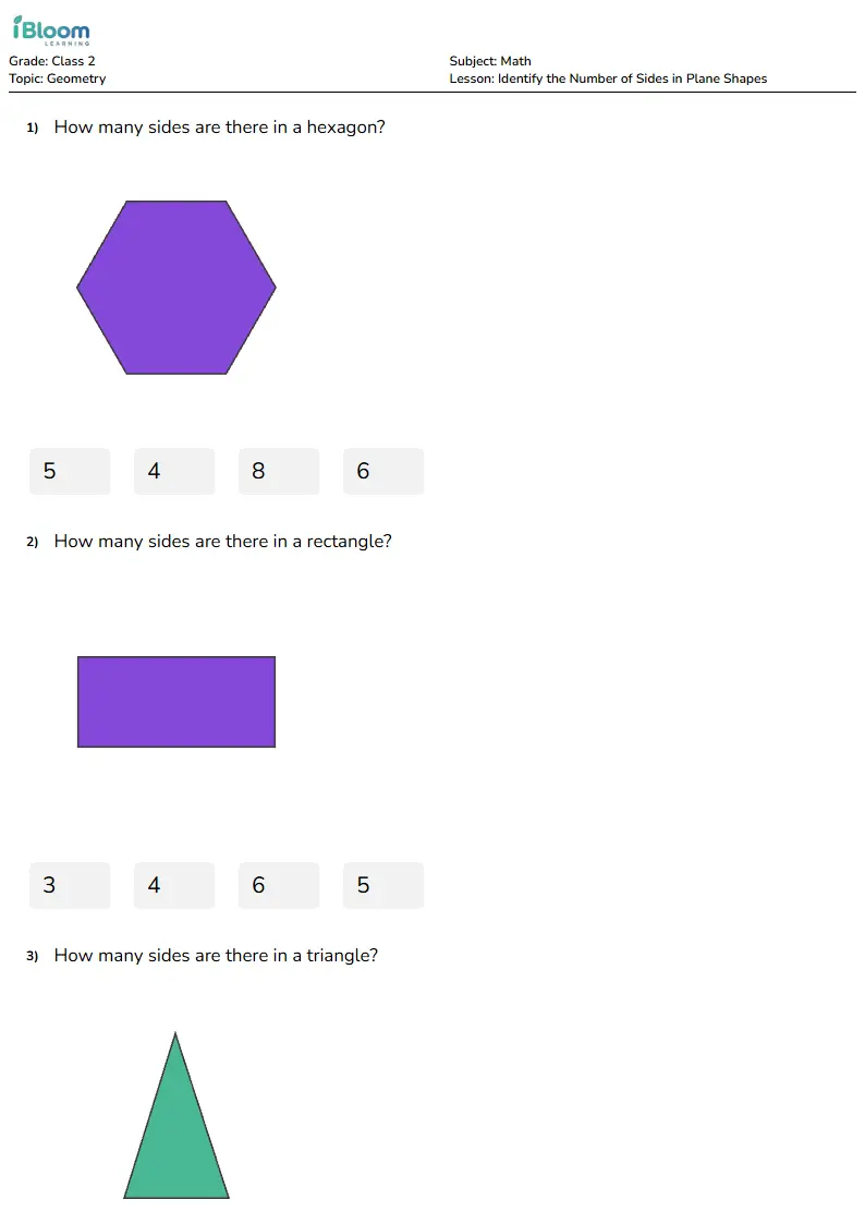 Identify the Number of Sides in Plane Shapes Lesson for Class 2 | iBloom