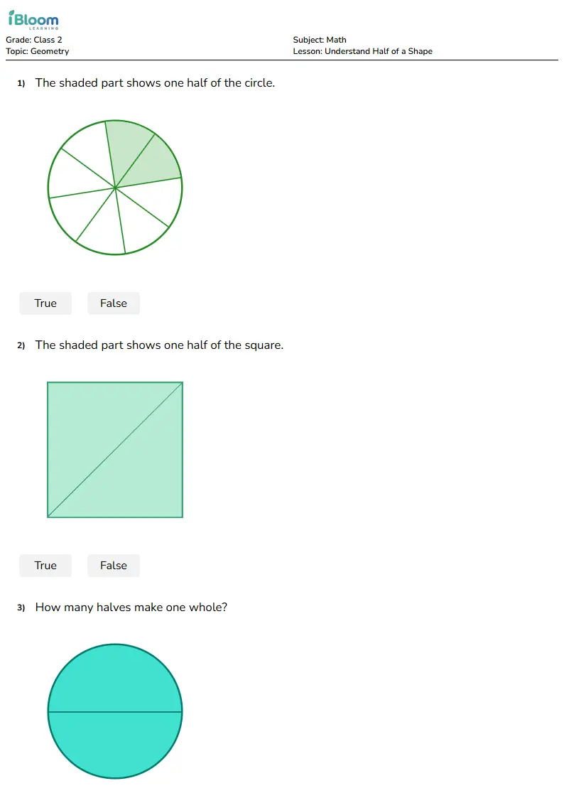 Understand Half of a Shape Lesson for Class 2 | iBloom
