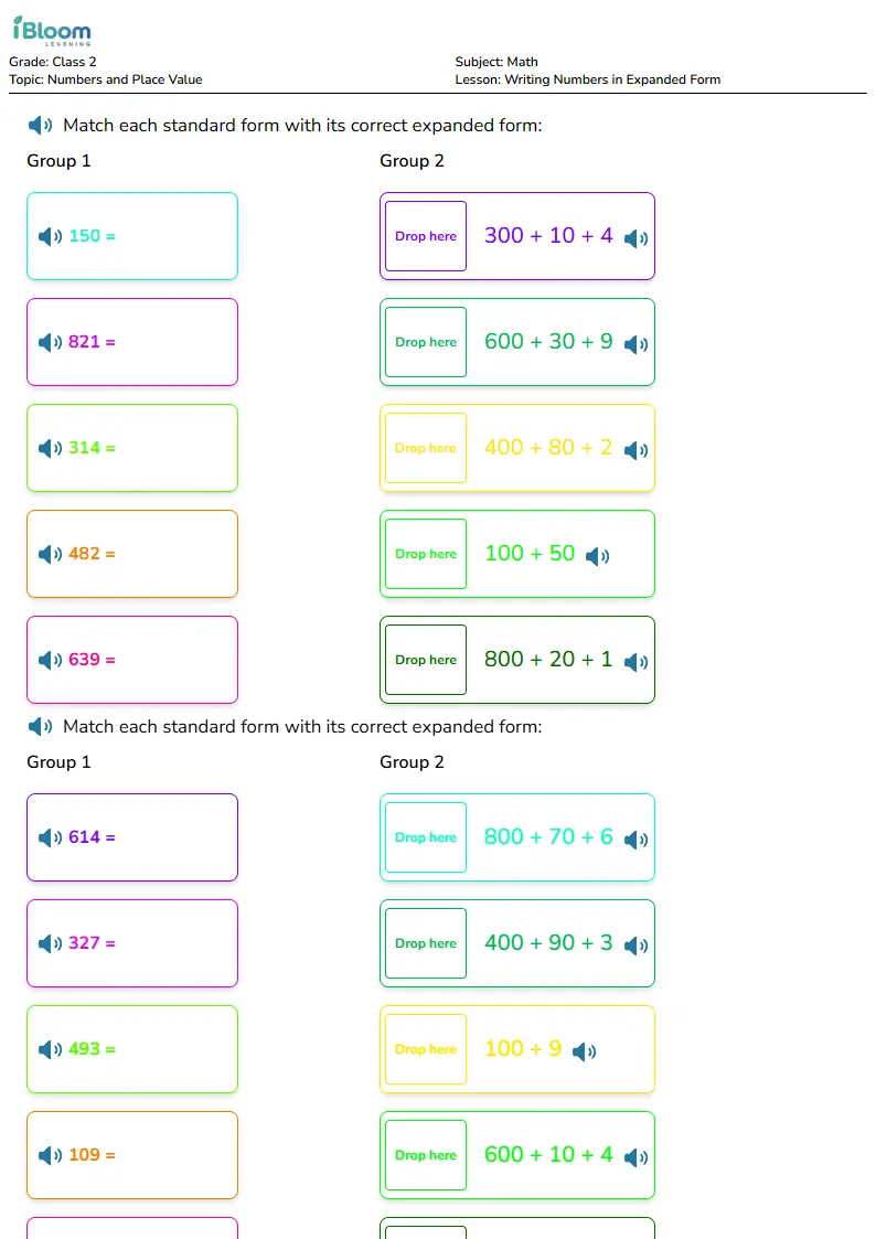 Writing Numbers in Expanded Form Lesson for Class 2 | iBloom
