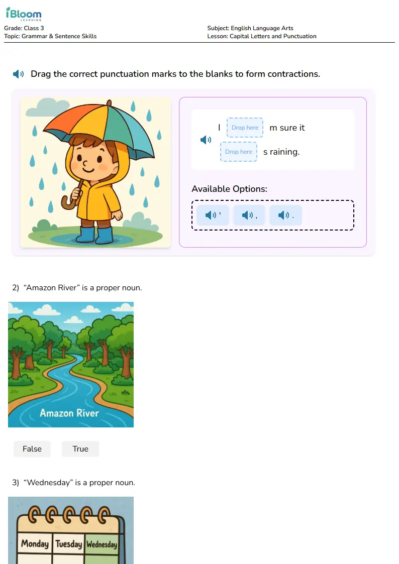 Capital Letters and Punctuation Lesson for Class 3