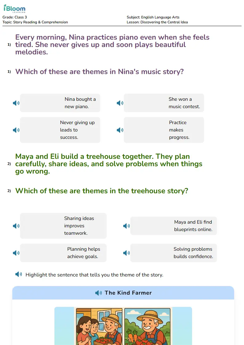 Discovering the Central Idea Lesson for Class 3