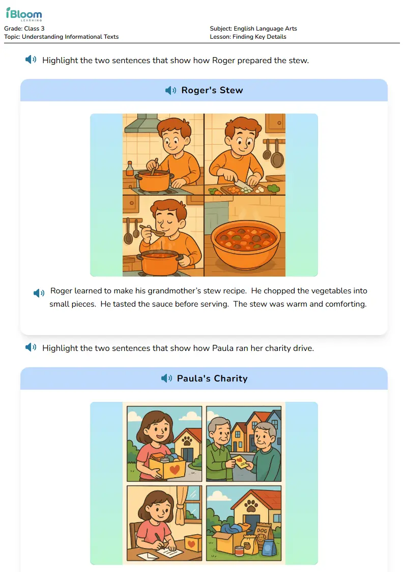Finding Key Details Lesson for Class 3