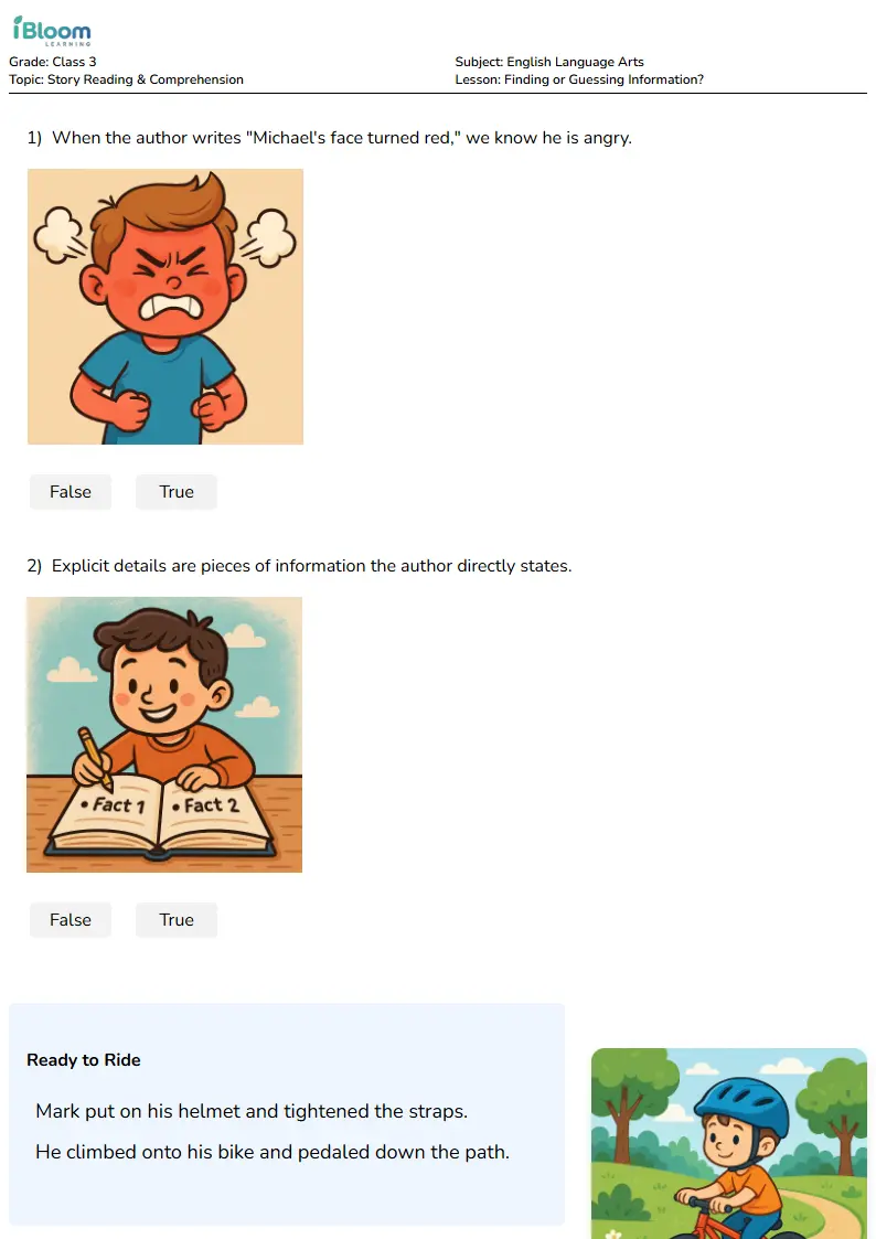 Finding or Guessing Information? Lesson for Class 3