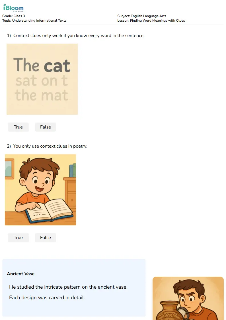 Finding Word Meanings with Clues Lesson for Class 3