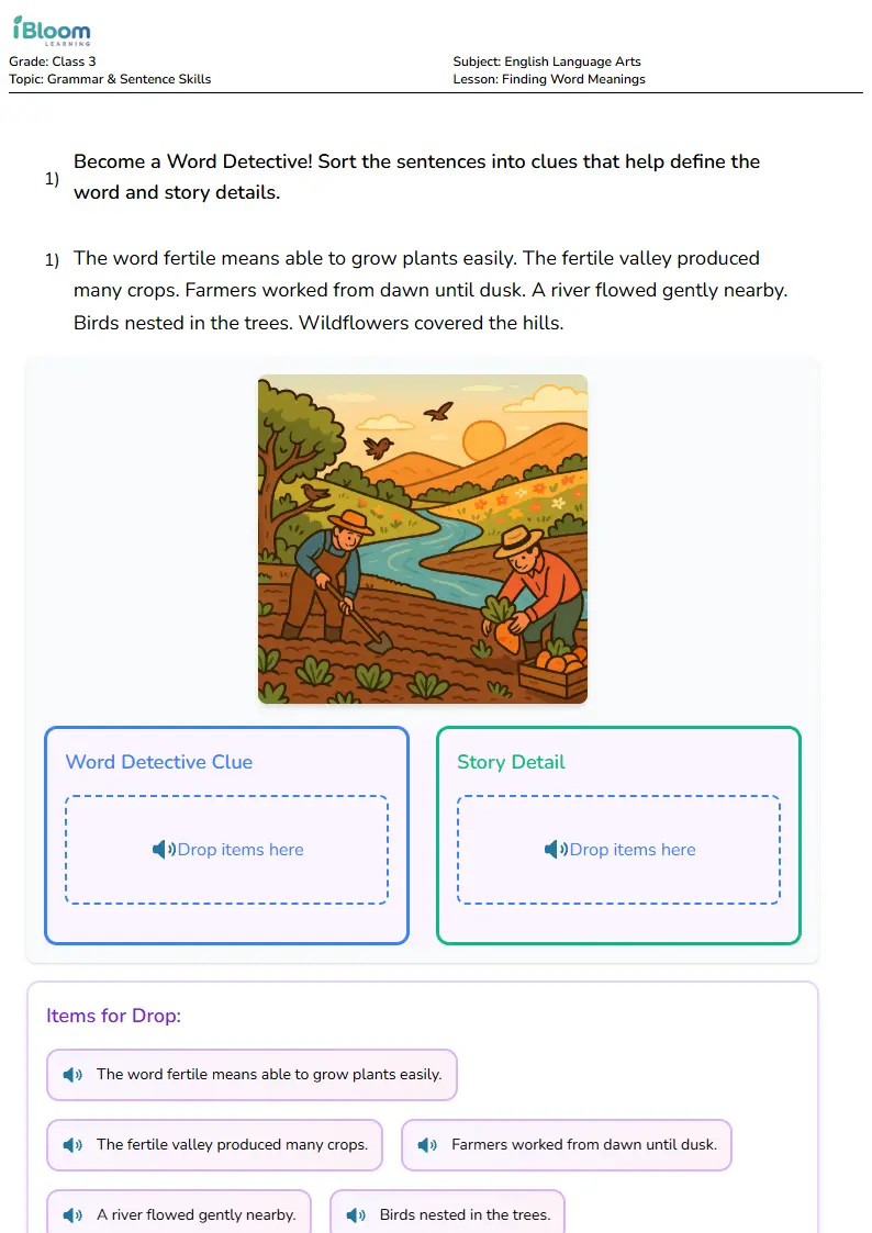 Finding Word Meanings Lesson for Class 3